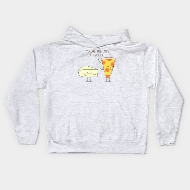 Pizza love Kids Hoodie by milkyprint